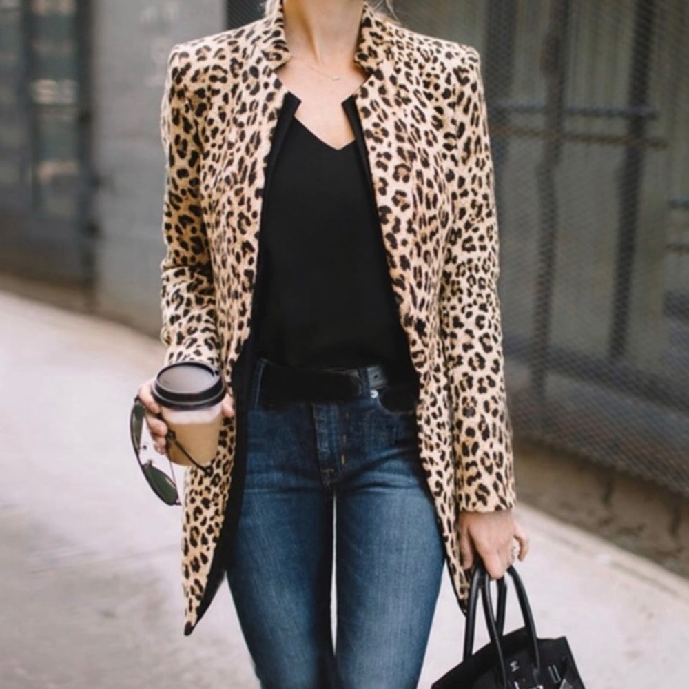🍁🎄Leopard Print Blazer Fall Winter Blazer
